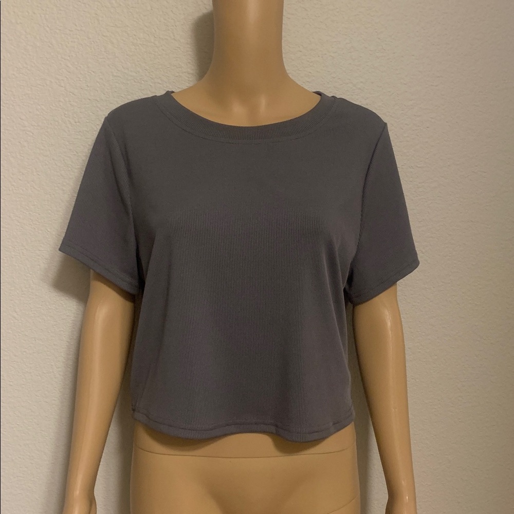SHEIN Curve 2XL Heather Gray Crop Top